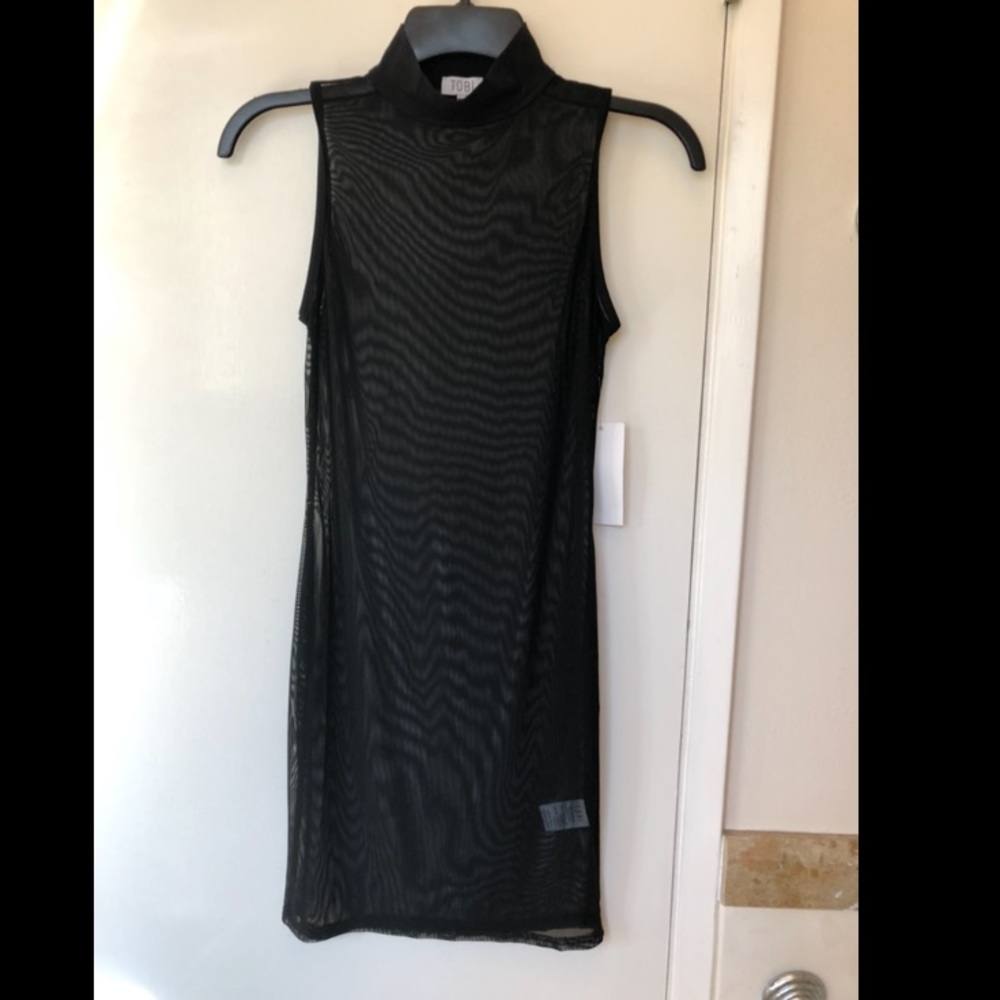 Tobi Mesh mock neck mini dress